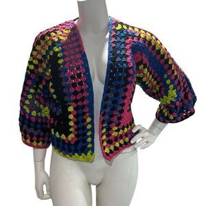 PLUS SIZE Handmade hexagon sweater with 3/4 length sleeves